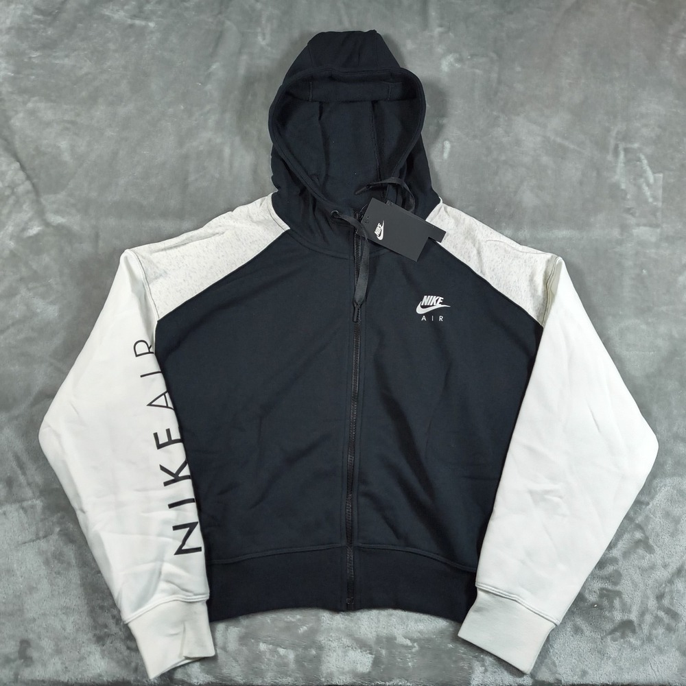 Nike Sportswear Air Hoodie Womens XL Black White Full Zip Sweatshirt New